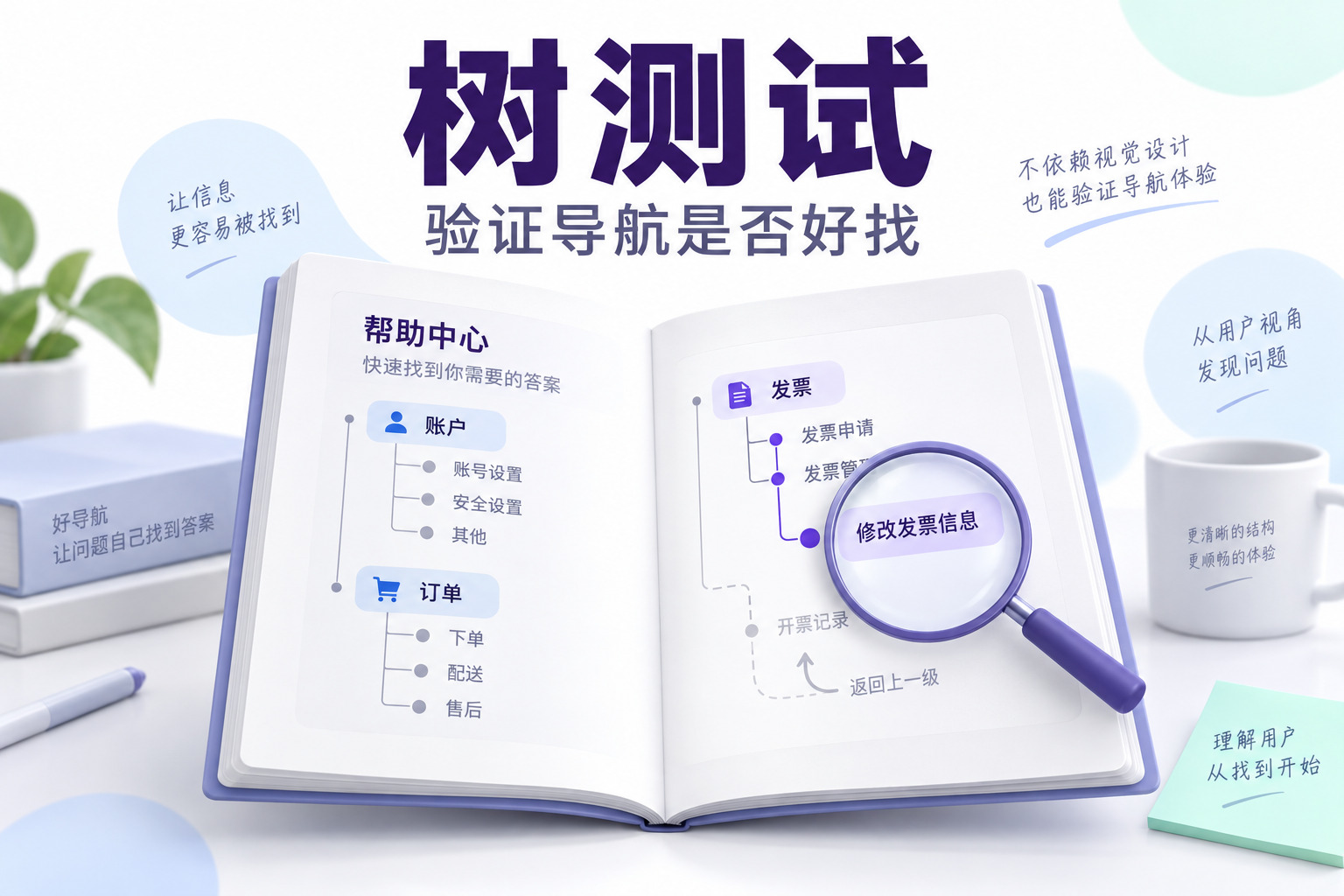 树测试：沿导航目录寻找发票入口并记录查找路径