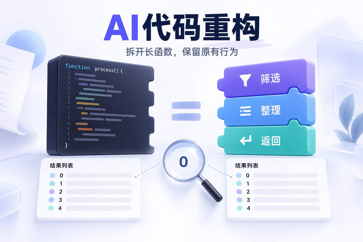 AI代码重构：拆开长函数，保留原有行为文章封面