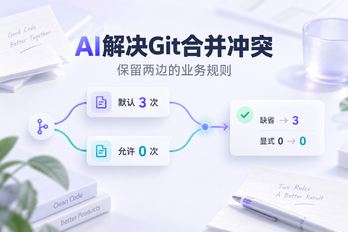 AI解决Git合并冲突：保留两边的业务规则文章封面