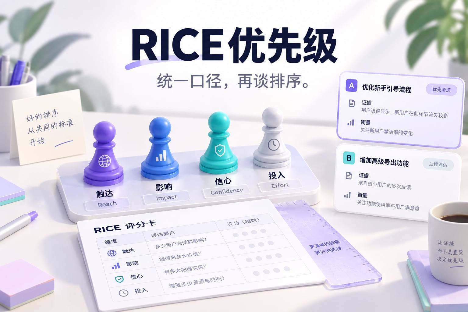 RICE优先级评分：覆盖、影响、置信度与投入共同决定排序