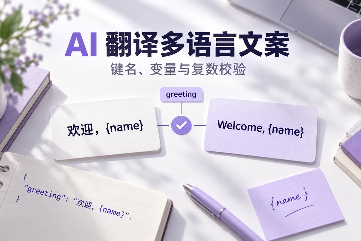 AI翻译多语言文案：键名、变量与复数校验文章封面