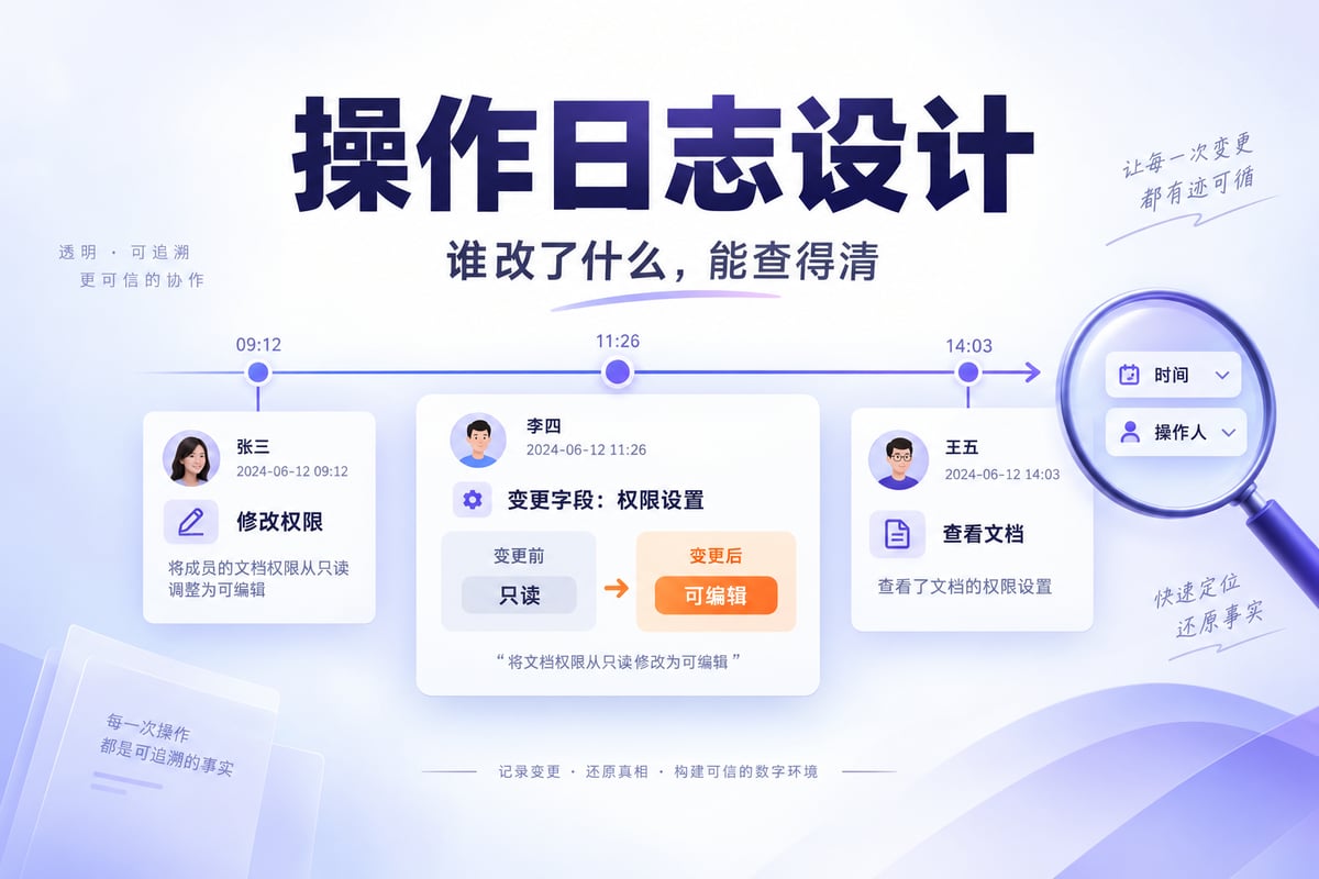 操作日志页面怎么设计？筛选、差异与追溯文章封面