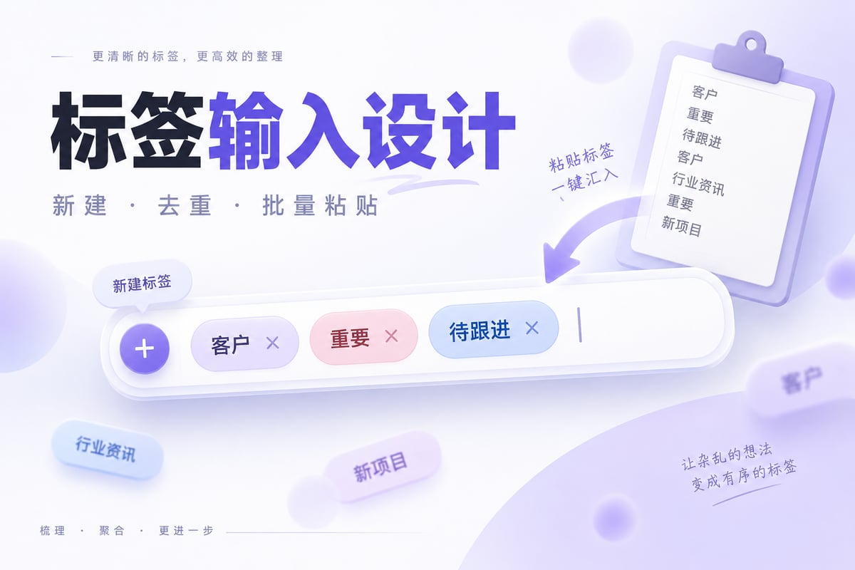 标签输入怎么设计？新建、去重与批量粘贴文章封面