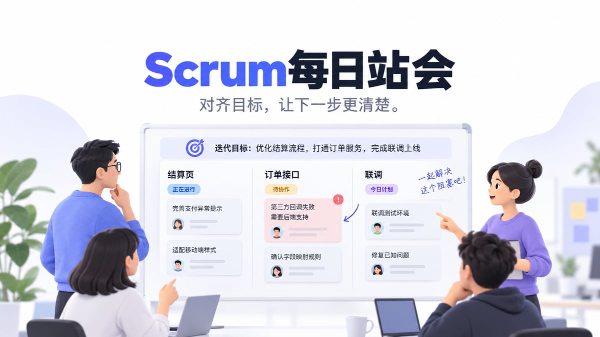 Scrum每日站会怎么开？规则、流程与白板用法文章封面