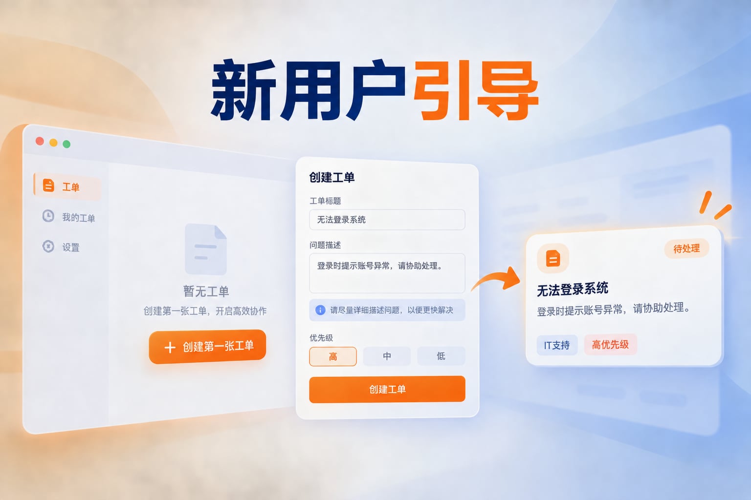 新用户从空工作区创建第一张工单并获得结果反馈