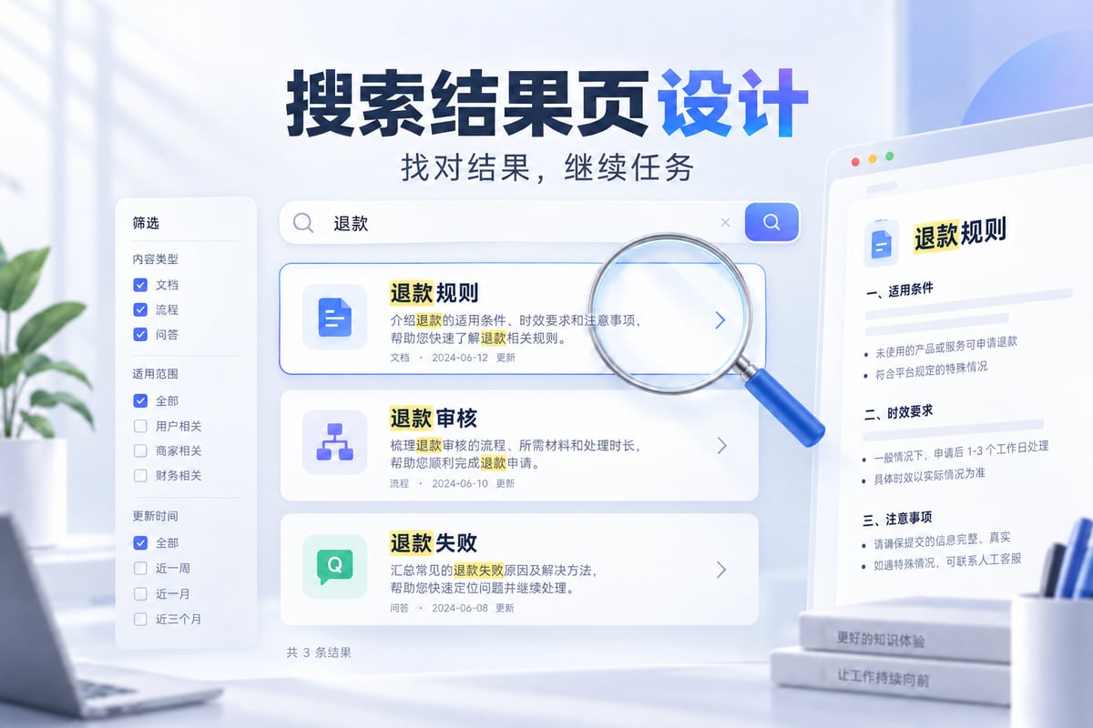 搜索结果页设计：纠错、筛选与无结果文章封面