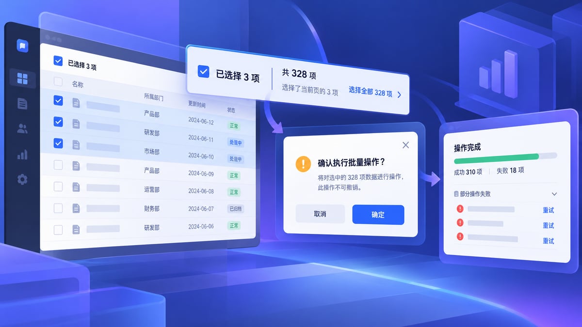 批量操作交互怎么设计？选择、确认、撤销与部分失败文章封面