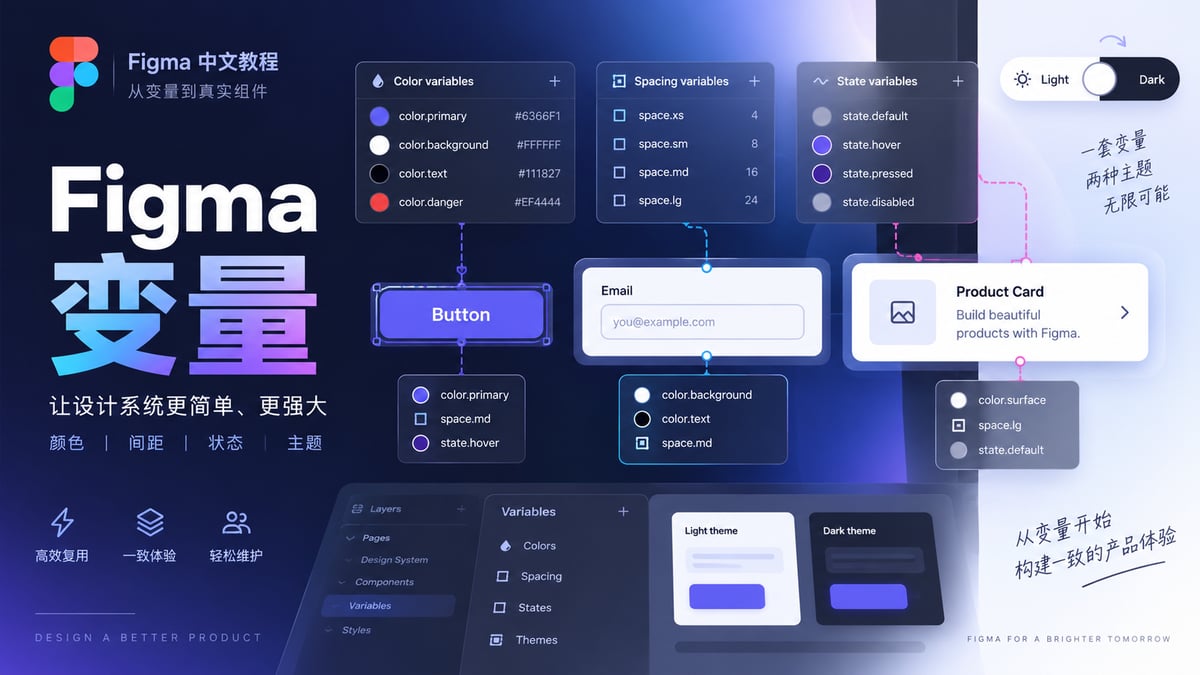 Figma变量怎么用？主题、状态与组件绑定文章封面