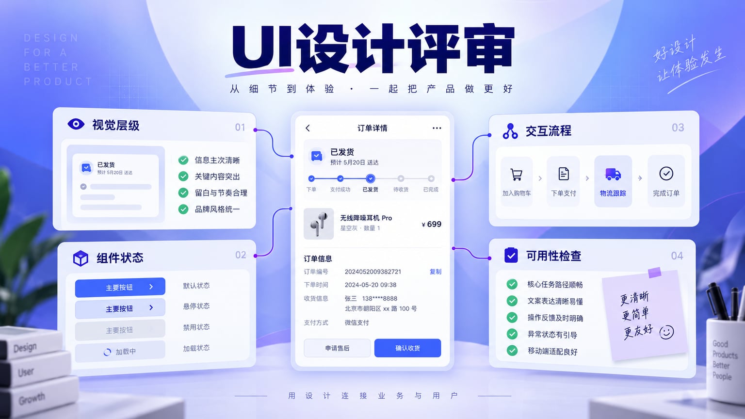 UI设计评审围绕层级、状态、交互和可用性逐项核对
