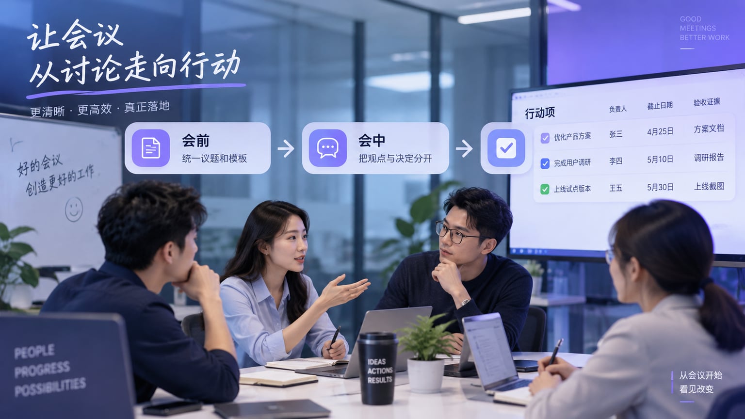 在线白板会议纪要将讨论整理为结论负责人期限和待办