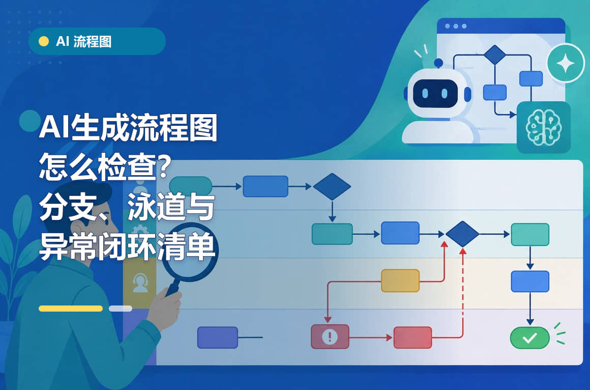 AI自动生成流程图后怎么检查？分支、泳道与异常闭环清单文章封面
