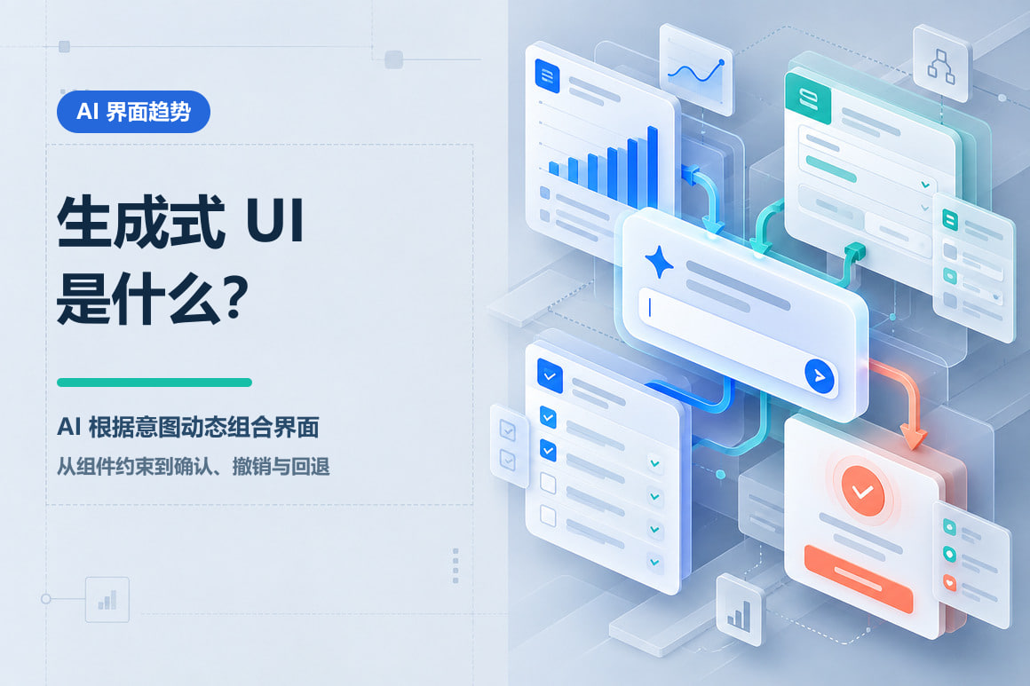 生成式 UI 是什么？AI 根据任务动态生成界面的设计指南文章封面