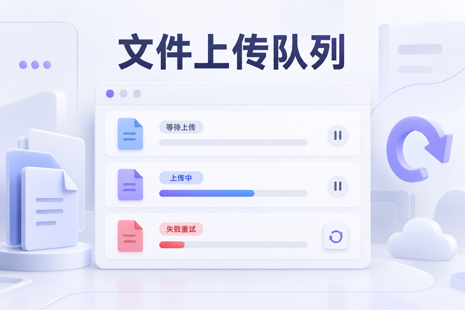 文件上传队列设计:排队、上传中、失败重试与完成