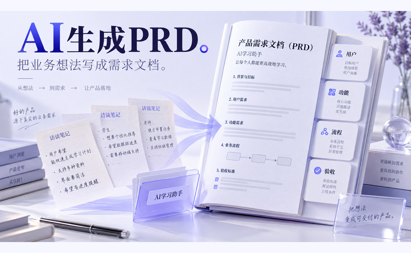 AI生成PRD教程：输入材料、结构与核验清单文章封面