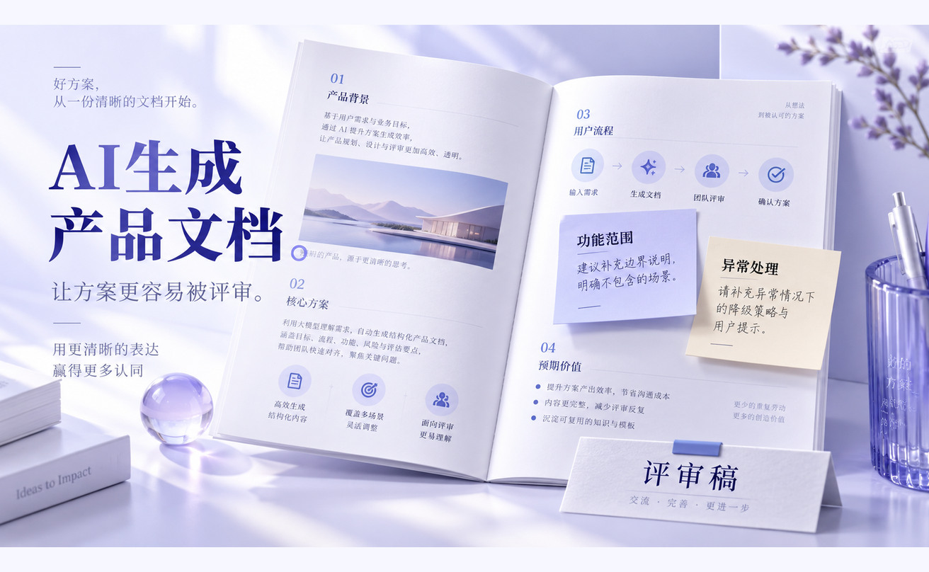 AI生成产品文档教程：从资料到可评审PRD文章封面
