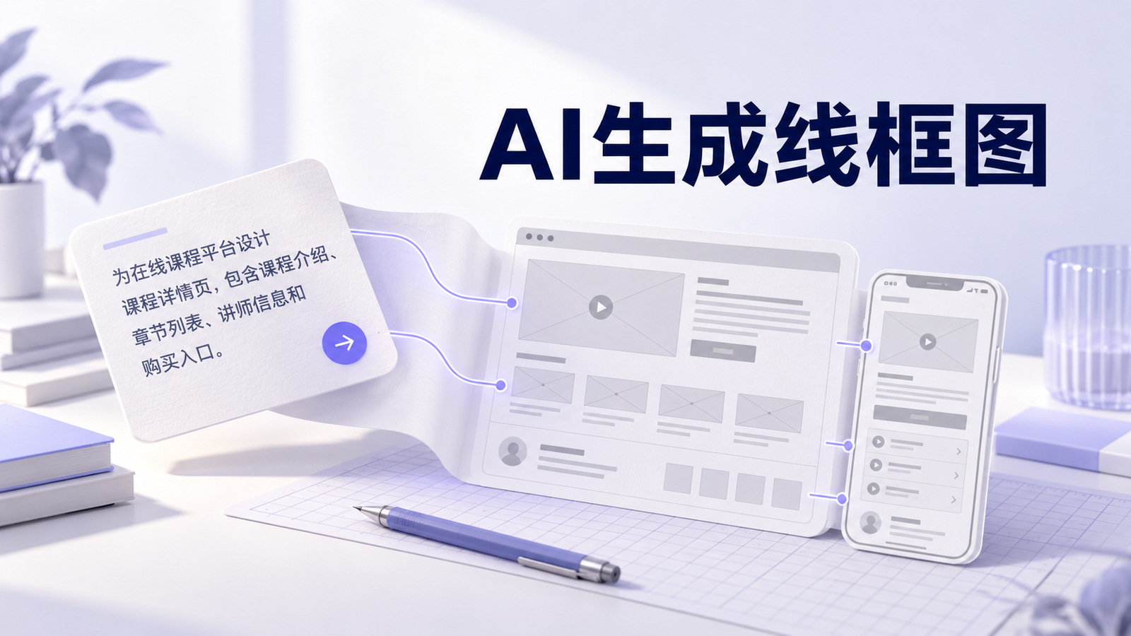 AI线框图将需求描述转化为灰阶页面结构