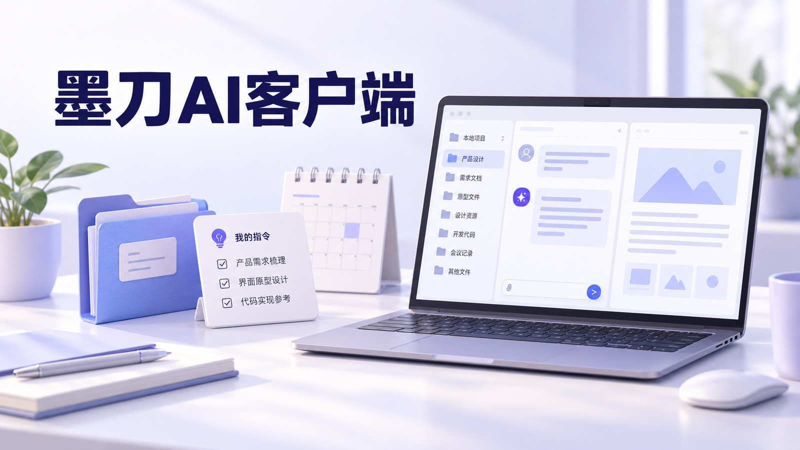 墨刀AI客户端围绕本地项目资料生成文档、页面和任务成果