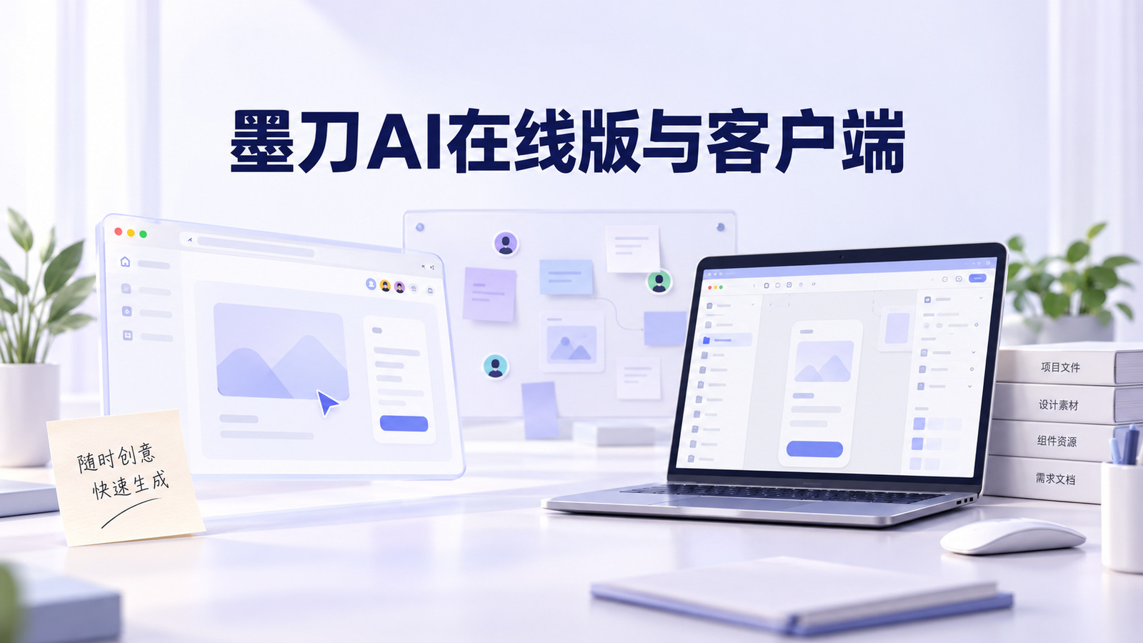 墨刀AI在线版与客户端分别对应浏览器生成和本地项目处理