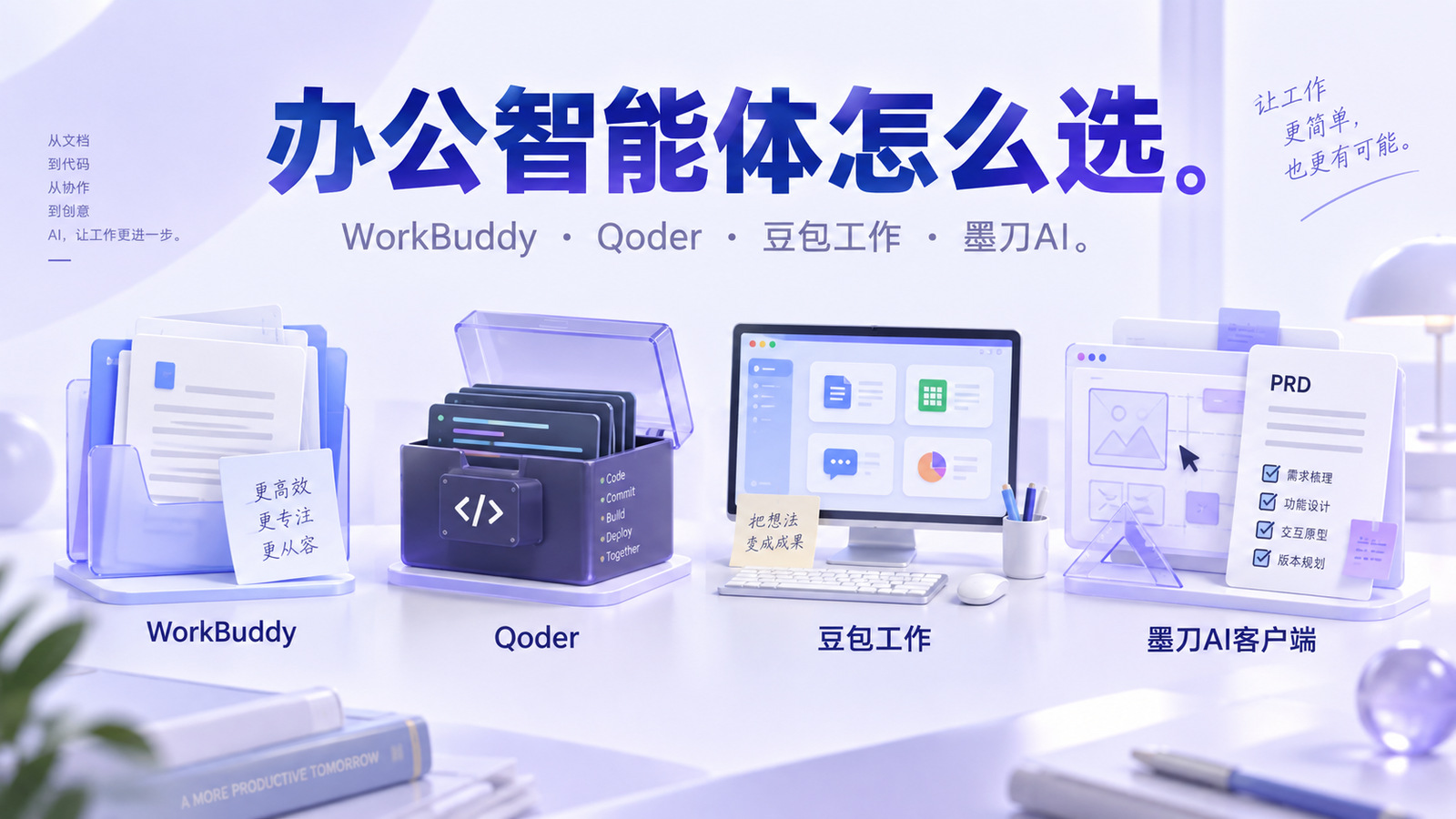 WorkBuddy、Qoder、豆包工作和墨刀AI客户端按主要任务对象选择