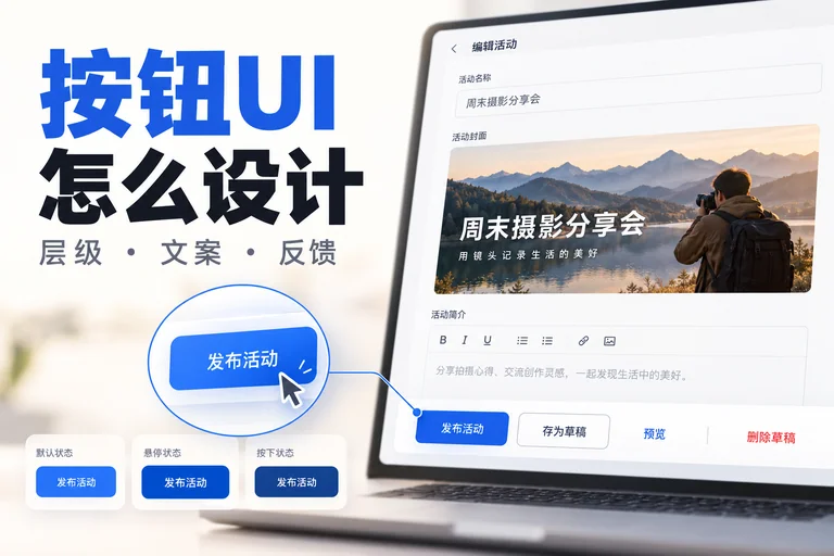 按钮UI怎么设计？主次层级、动作文案与提交反馈文章封面