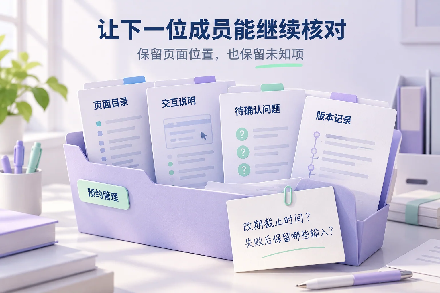 页面目录、交互说明、待确认问题和版本记录组成原型交接材料