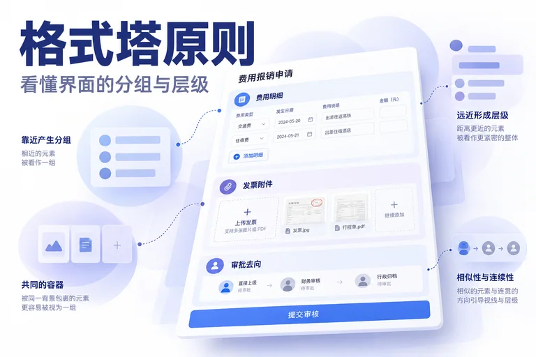 格式塔原则怎么用在UI设计中？分组、层级与界面实例文章封面