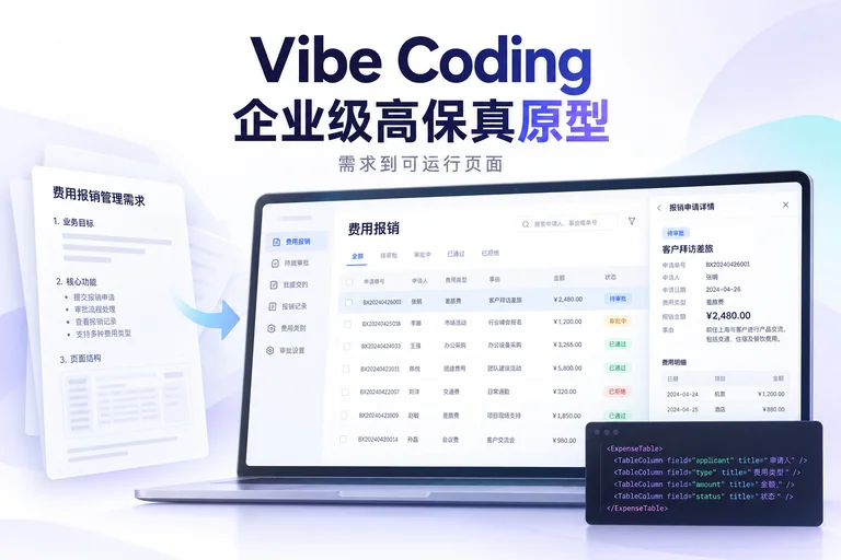 Vibe Coding企业级高保真原型教程：从需求到可运行的审批后台文章封面
