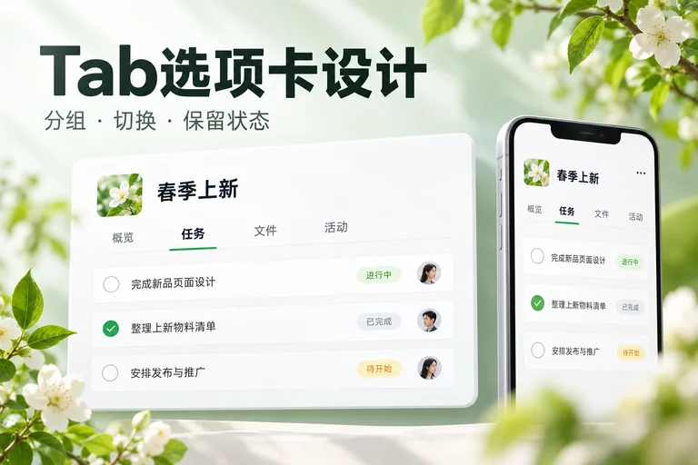 Tab选项卡怎么设计？内容分组、切换状态与移动端适配文章封面