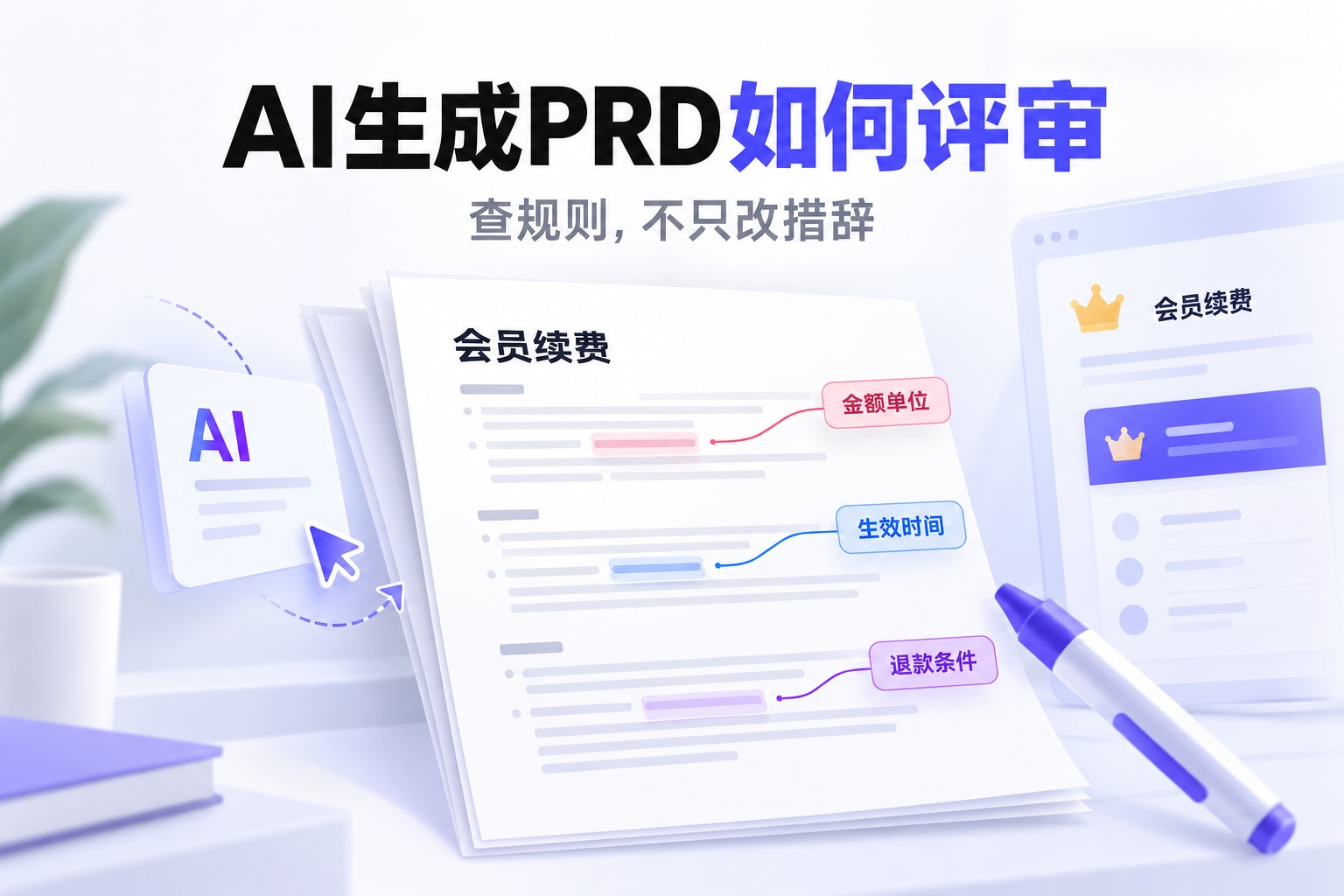 AI生成PRD评审：核对会员续费的金额单位、生效时间和退款条件